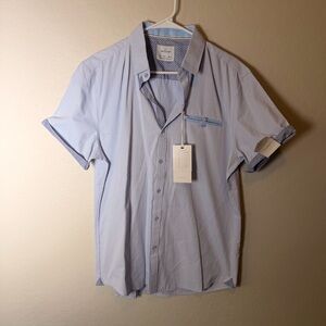 Craft + Flow men’s blue short sleeve button down shirt new w tags size Large
